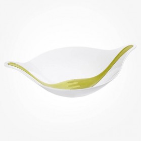 Koziol Salad bowl White with Green servers 4.5L XL