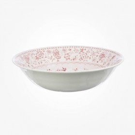 Porcelain Classic White Wide & Shallow Salad Bowls with Black Edge AQUIVER 23oz & 8 Pasta Bowls Ceramic Serving Bowls Set of 4 