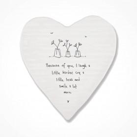 East of India Porcelain Heart coaster Because of You