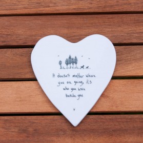 East of India Porcelain Heart coaster Doesn’t matter where you’re going