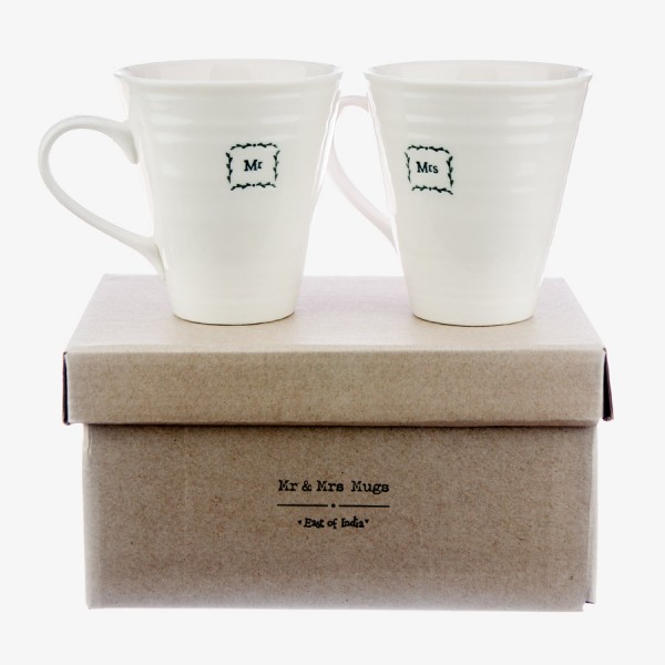 East of India Gift Boxed Mug set Mr & Mrs