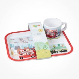 Wheels on the Bus Divided Melamine Tray Cup set
