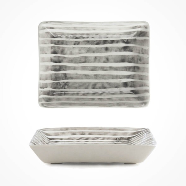 Hand-painted oblong Soap dish-Painted stripe