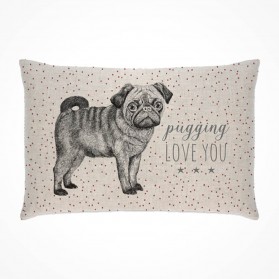 East of India Long Cushion Pug Pugging Love you