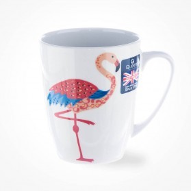 Queens Couture Paradise Birds Flamingo Oak Mug
