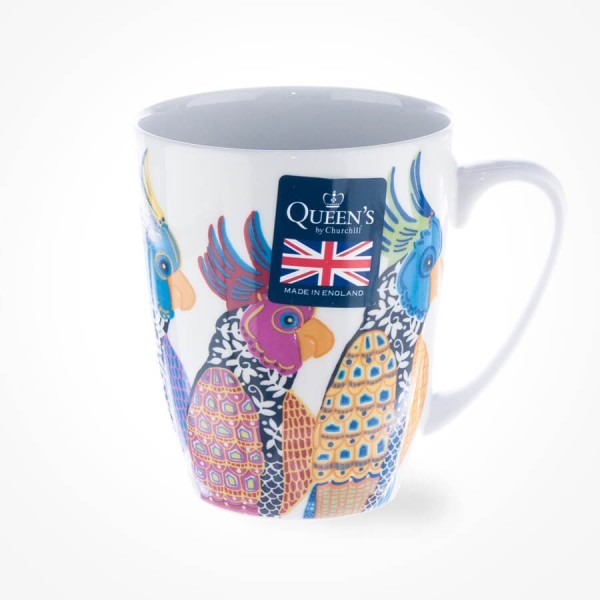 Queens Couture Paradise Birds Parakeets Oak Mug