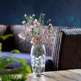 Dartington Crystal Bloom Barrel Vase Aquileqia