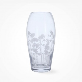 Dartington Crystal Bloom Barrel Vase Aquileqia