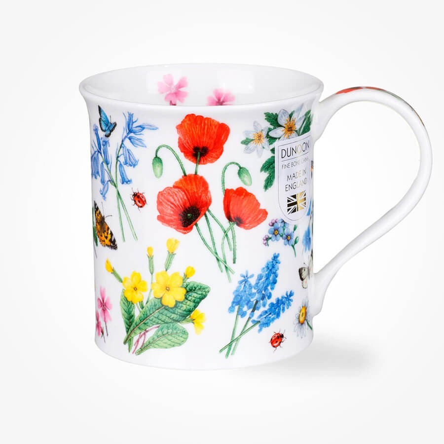 Dunoon Bute Red Poppy Wild Flowers Mug | Fine Bone China